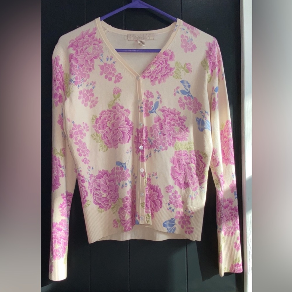 Belford Petites Exclusively for Saks Fifth Avenue Floral Ivory Cardigan